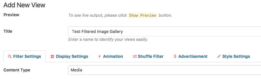 Imposta i filtri Custom Views Pro