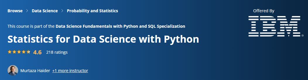 สถิติสำหรับวิทยาศาสตร์ข้อมูลด้วย Python Coursera