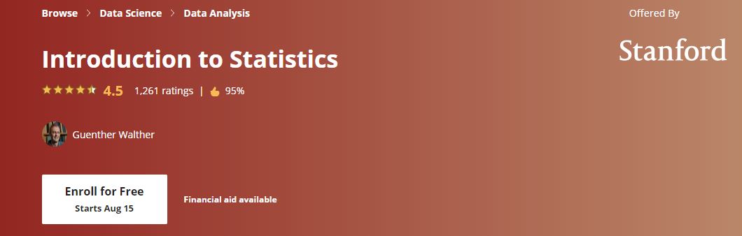 สถิติฟรีสำหรับหลักสูตร Data Science จาก Coursera