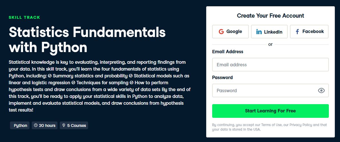 ข้อมูลพื้นฐานด้านสถิติด้วย Python DataCamp