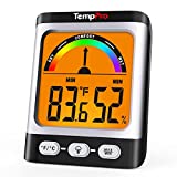 TempPro A52 Гигрометр Внутренний термометр для дома с индикатором уровня комфорта Измеритель влажности, большой дисплей с подсветкой Датчик влажности с максимальной / минимальной записью для подвала теплицы Черный