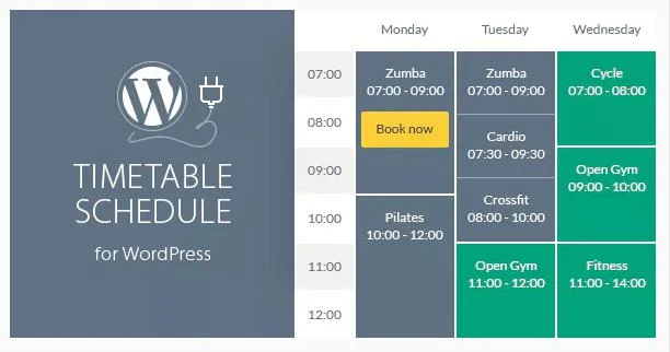 Плагин Timetable Responsive Schedule для WordPress