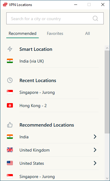 expressvpn sunucu konumları