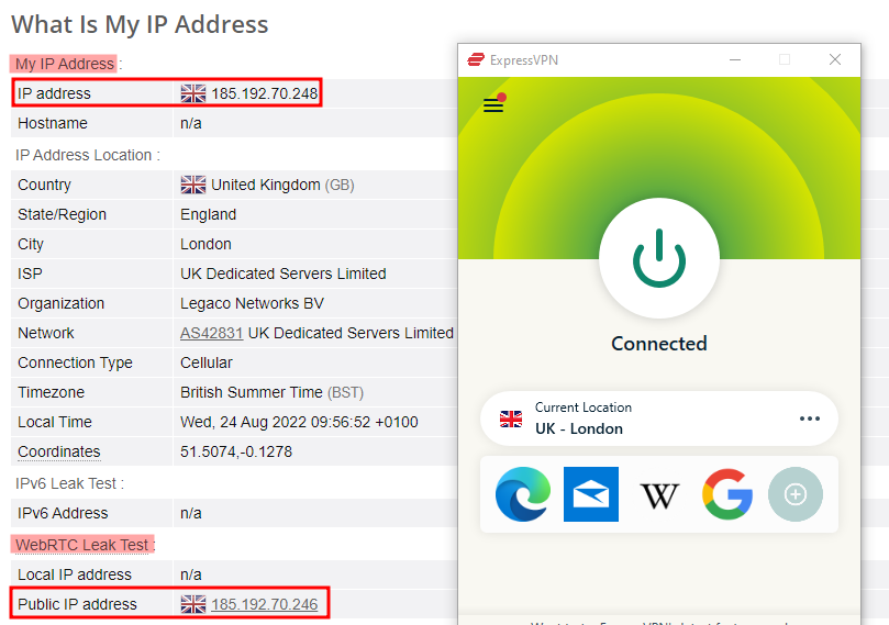expressvpn ip sızıntı testi