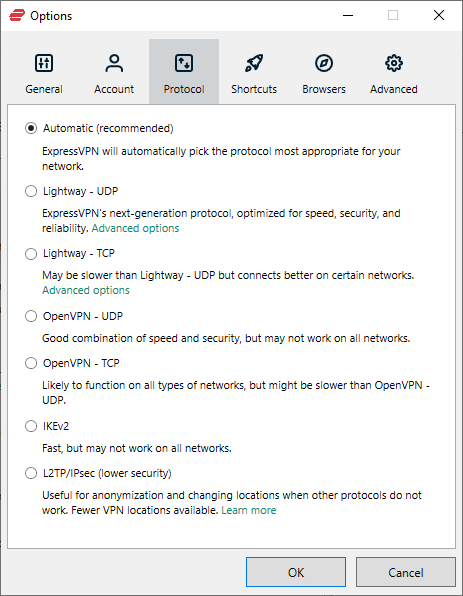 expressvpn destekli protokoller