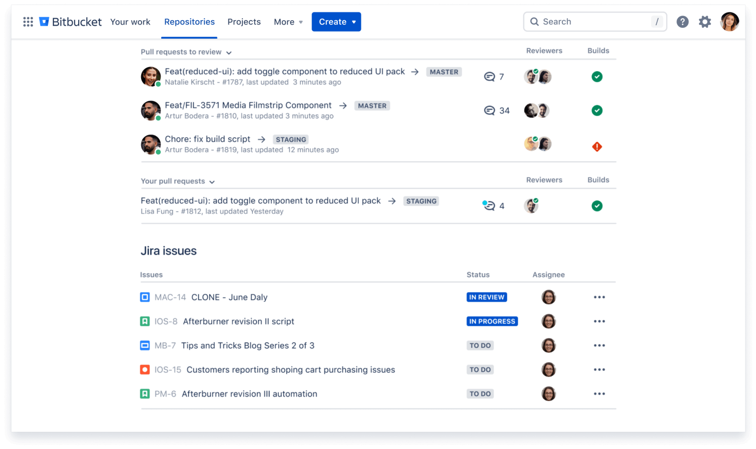 Principais recursos do Bitbucket