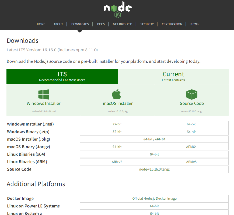 node.js 公式サイト