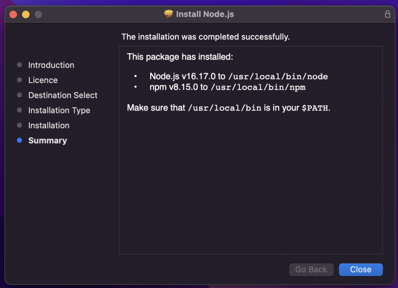 インストールプロセスを完了する