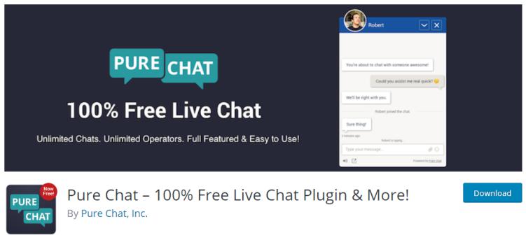 Canlı sohbet için Pure Chat Eklentisi