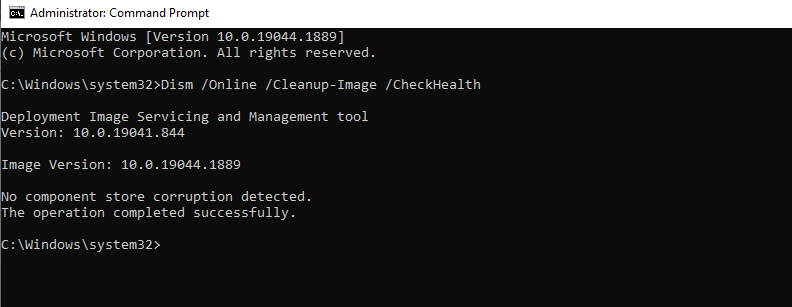 DISM CheckHealth Komutu