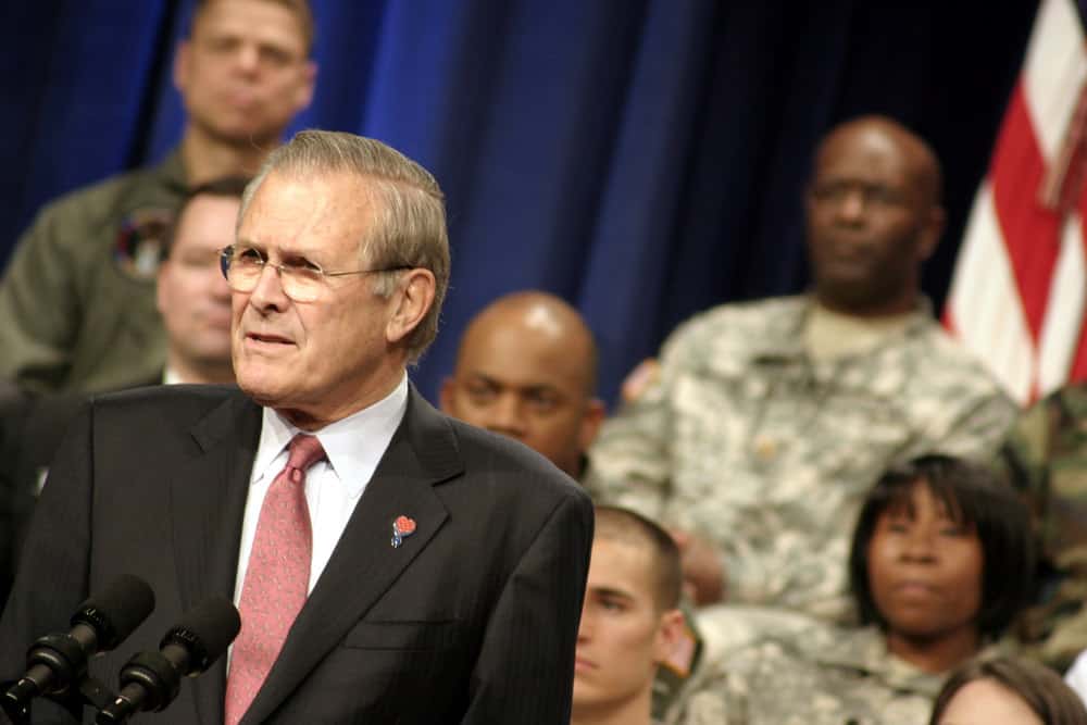 Donald Rumsfeld bei der Bürgerversammlung