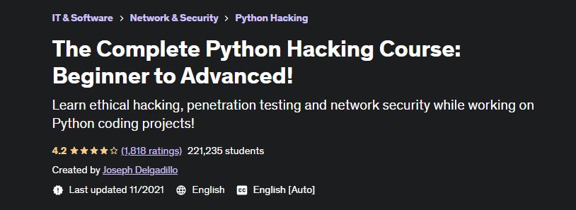 전체 Python 해킹 과정 Udemy