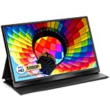 Tragbarer Monitor für Laptop – 1920 x 1080 FHD USB-C/Mini-HDMI-Bildschirmverlängerung 15-Zoll-Reisemonitor für PC, MAC, Telefon, Xbox, inklusive Smart Cover und Bildschirmschutz, schwarz