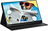HONGO Tragbarer Monitor für Laptop 15,6 Zoll Full HD 1080P Dual Computer Monitor USB C HDMI mit eingebauten Lautsprechern, flacher Reisemonitor für Macbook Pro PS4 PS5 PC, Smart Cover & Displayschutz im Lieferumfang enthalten
