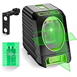 ระดับเลเซอร์ปรับระดับด้วยตนเอง - Huepar Box-1G 150ft/45m Outdoor Green Cross Line Laser Level พร้อม Vertical Beam Spread Covers 150°, เลือกเส้นเลเซอร์ได้, ฐานแม่เหล็ก 360° และรวมแบตเตอรี่