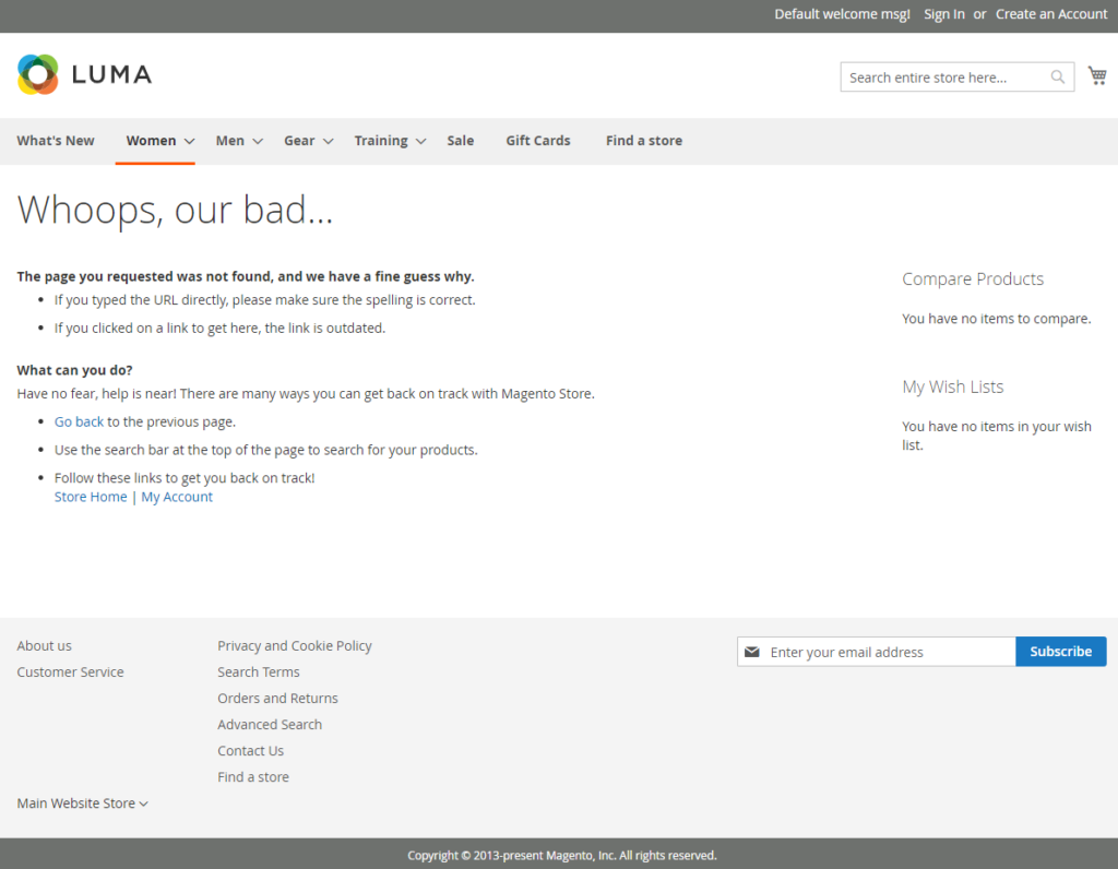 default Magento 2 404 Halaman