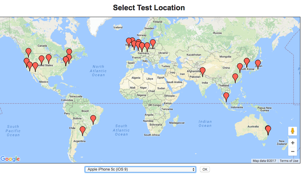 emplacement de test de la page Web