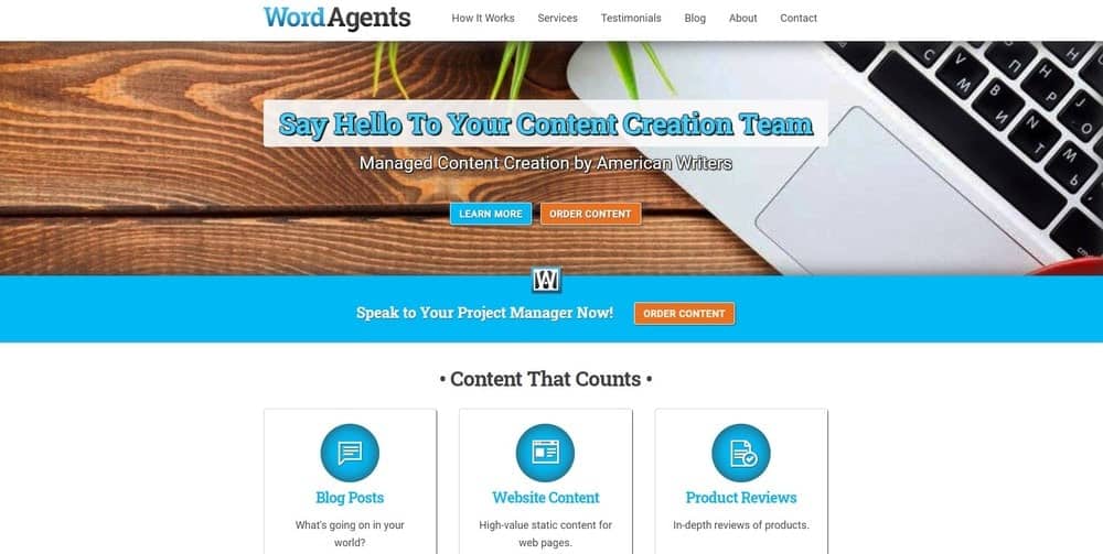 Word Agents ウェブサイトのホームページ