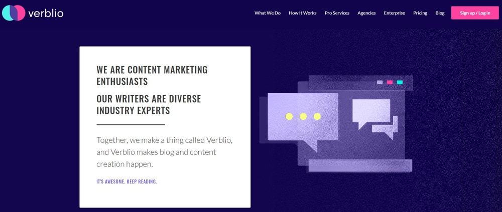 Verblio ウェブサイト ホームページ