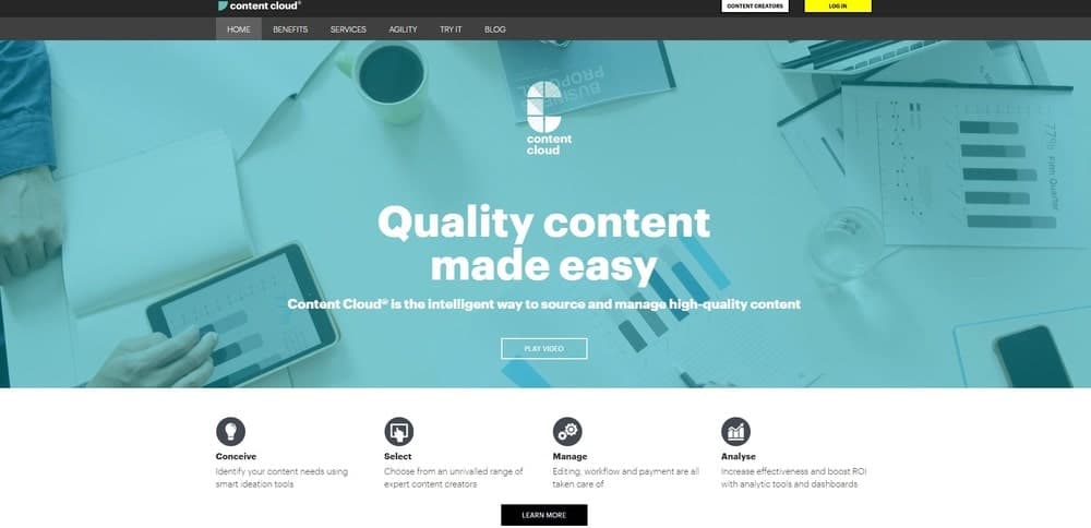 Content Cloud Web サイトのホームページ