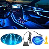 EL Wire 車内 LED ストリップライト LEDCARE USB ネオングローイング ストロボ エレクトロルミネッセント ワイヤーライト 6mm 裁縫エッジ付き 車 庭 装飾用 アンビエント照明キット (5M/15FT ブルー)
