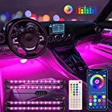 インテリアカーライト Keepsmile カーアクセサリー カー LED ライト アプリコントロール リモート音楽同期 カラーチェンジ RGB アンダーダッシュ カーライティング カーチャージャー付き 12V 2A 車用 LED ライト (RGB)
