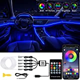 Jushope 車内 LED ストリップライト ワイヤレスアプリとリモコン付き RGB 5 in 1 アンビエント照明キット 236インチ 光ファイバー 1600万色 車用ネオンライト 音楽に同期