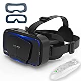 VR 头戴式虚拟现实 VR 3D 眼镜 VR 套装 3D 虚拟现实护目镜，可调节 VR 眼镜支持 7.2 英寸【带控制器+两个眼罩】