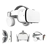 Peiloh VR 耳机兼容 4.7-6.2 英寸 iPhone 和 Android，带无线耳机的虚拟现实耳机 3D VR 眼镜护目镜，适用于 IMAX 电影和纸板游戏，柔软舒适（白色）