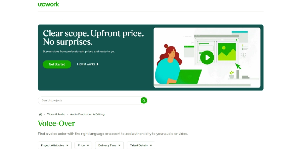 Upwork 보이스 오버 서비스