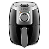 CHEFMAN Freidora de aire pequeña y compacta Cocina saludable, 2 cuartos de galón, antiadherente, fácil de usar y control de temperatura ajustable con temporizador de 60 minutos y apagado automático, canasta apta para lavavajillas, sin BPA, negro