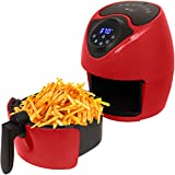 Deco Chef XL 14.5 tazas 3.7 QT Freidora de aire digital con 7 programas inteligentes, cocción saludable sin aceite, pantalla táctil LED, cesta con revestimiento antiadherente, temporizador y libro de cocina (rojo)