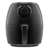 CHEFMAN Freidora de aire pequeña Cocina saludable, 3.6 cuartos de galón, antiadherente, fácil de usar y temperatura de control dual, con temporizador de 60 minutos y apagado automático, cesta apta para lavavajillas, negro mate, libro de cocina incluido