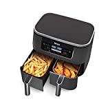 Freidora de aire Ninja DZ201 Foodi 6 en 1 de 2 cestas con tecnología DualZone, capacidad de 8 cuartos y acabado de acero inoxidable gris oscuro (acero inoxidable gris oscuro) (renovada)