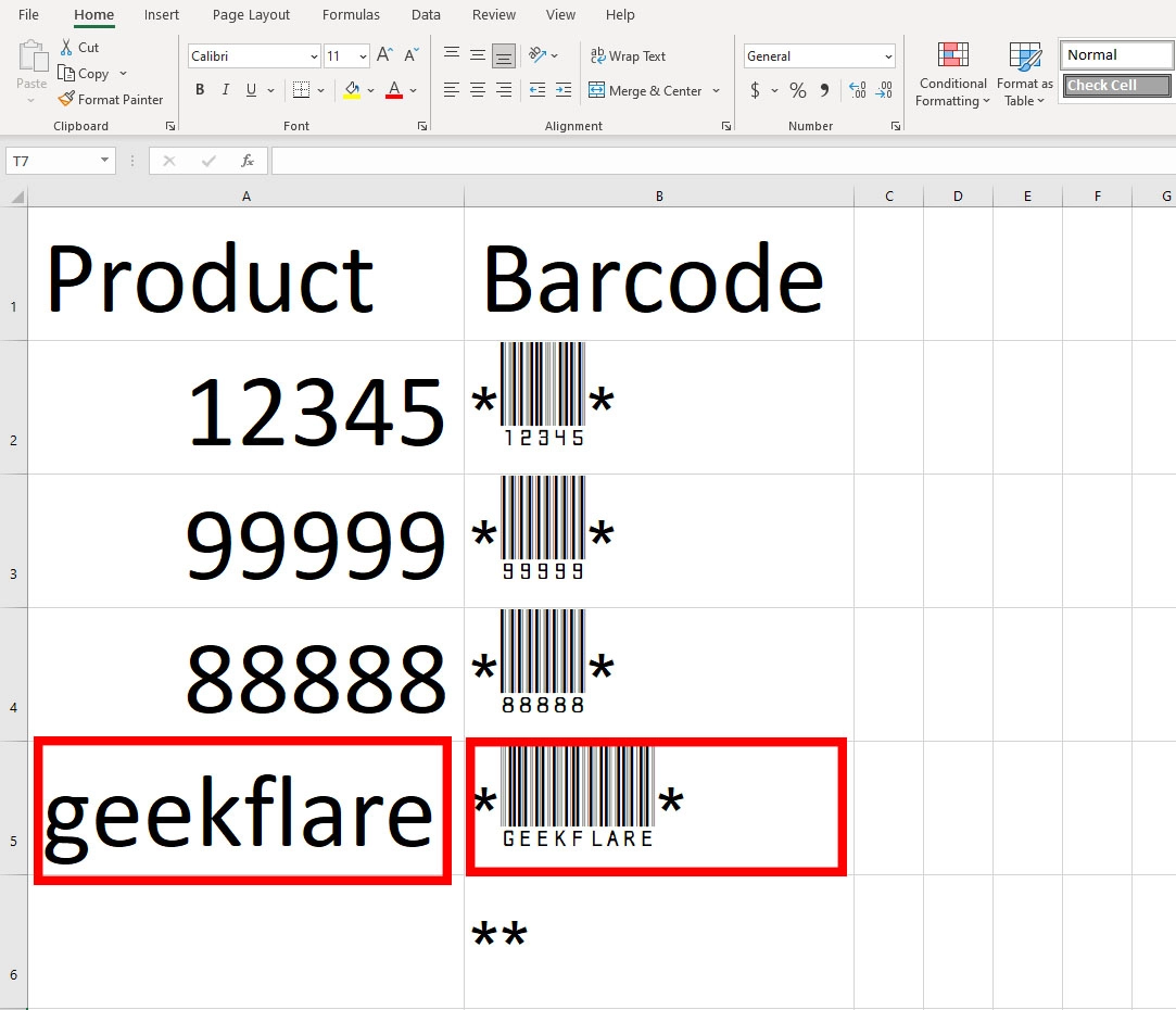 عرض مثال على أكواد Excel الشريطية