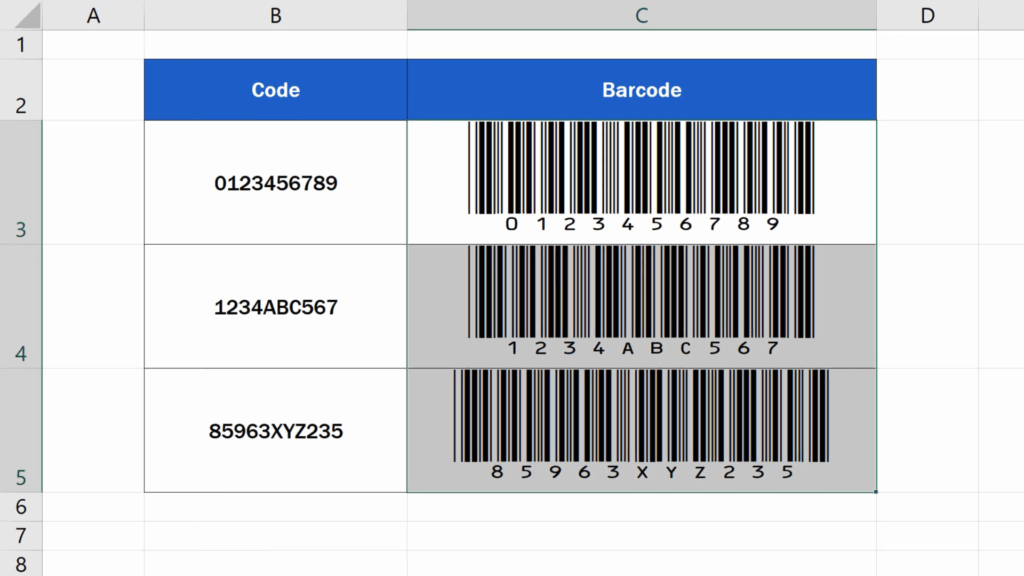 الباركود بالجملة في Excel