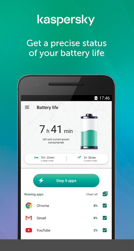 Kaspersky 배터리 수명: 보호기