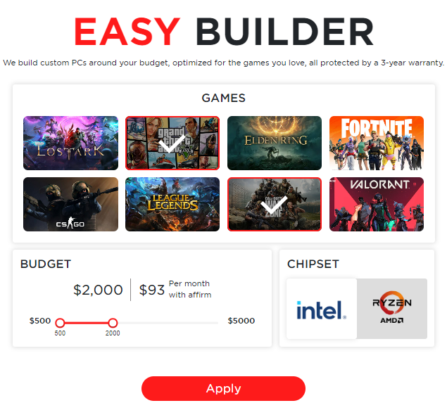 ibuypower 맞춤형 PC 빌더