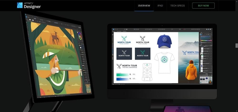 Tangkapan layar alat perangkat lunak perancang pin Affinity Designer.
