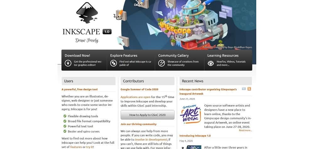 Tangkapan layar alat perangkat lunak perancang pin Inkscape.