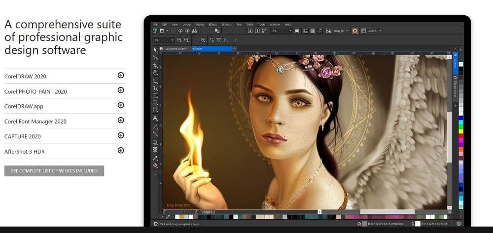 Tangkapan layar alat perangkat lunak perancang pin Corel DRAW.