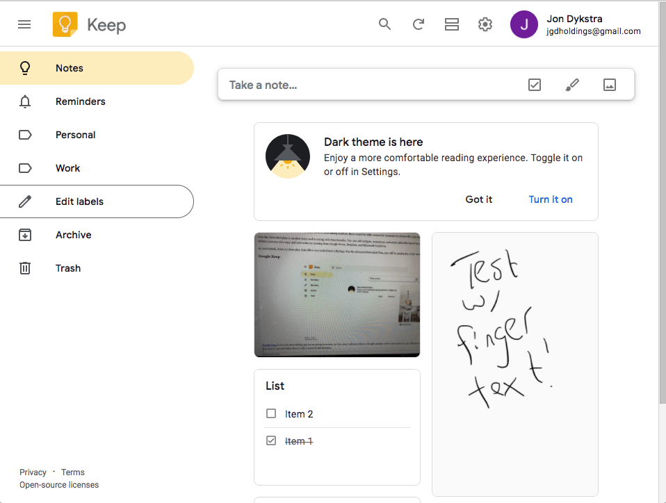 데스크톱 Google Keep