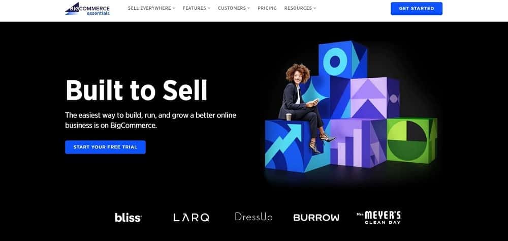 Tangkapan layar beranda platform situs web e-niaga Big Commerce.