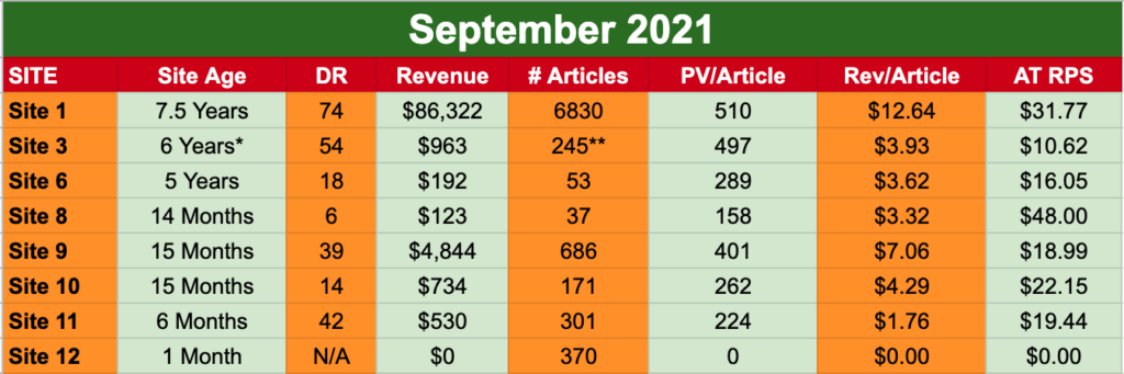 网站投资组合的关键指标 2021 年 9 月