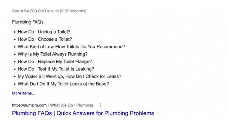 Un rich snippet di FAQ dalla SERP di Google