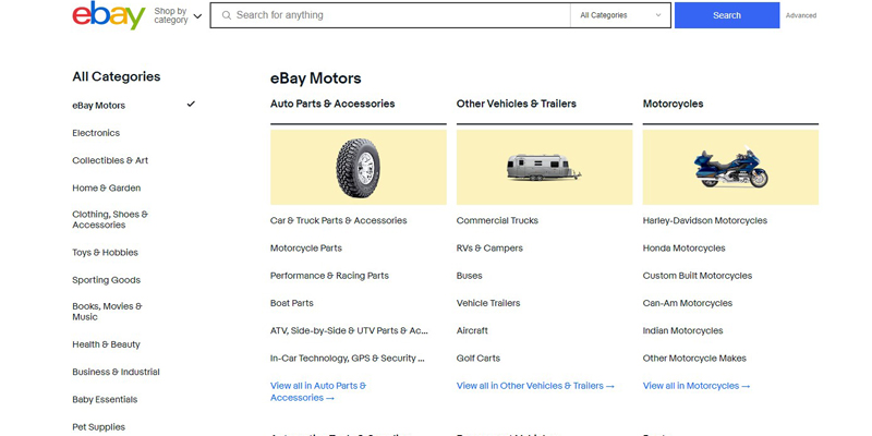категории eBay