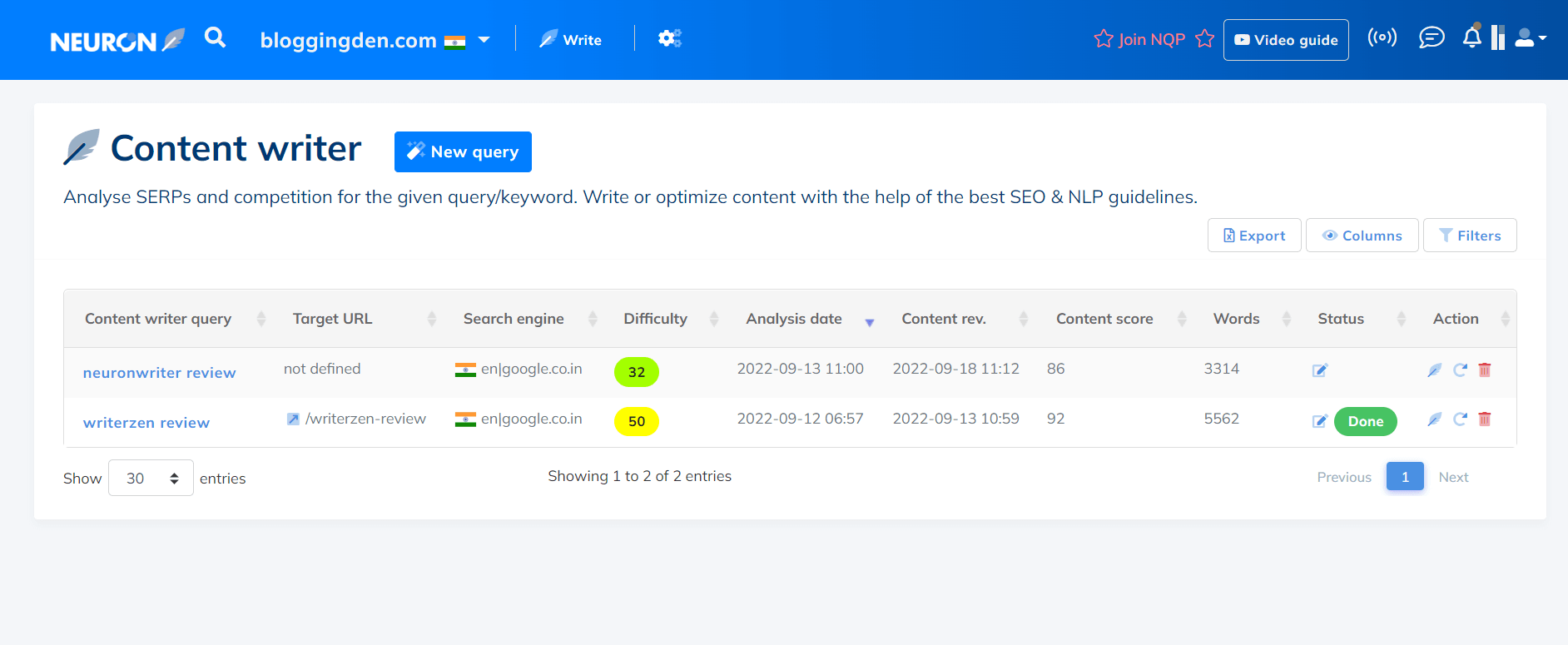 Revisión de Neuronwriter: Comience a escribir contenido con SEO NLP Editor 5 content editor