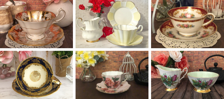 فناجين شاي عتيقة من Brakenbury Gardens Lane Vintage Teacups from Brakenbury Gardens Lane
