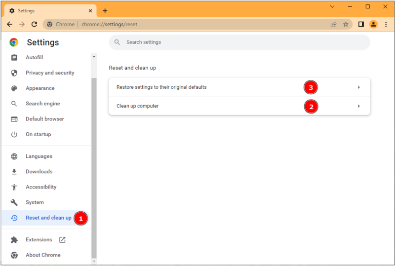 chrome-reset para eliminar la advertencia de seguridad de Windows Defender