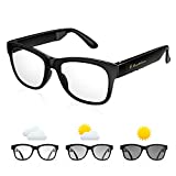 Occhiali a conduzione ossea con auricolari aperti, Smart Glasses Dual Bluetooth Pairing, Blue Light Glasses Lenti fotocromatiche, IP6 Waterproof, Chiamate e musica a mani libere, Day and Night, Aggiornati